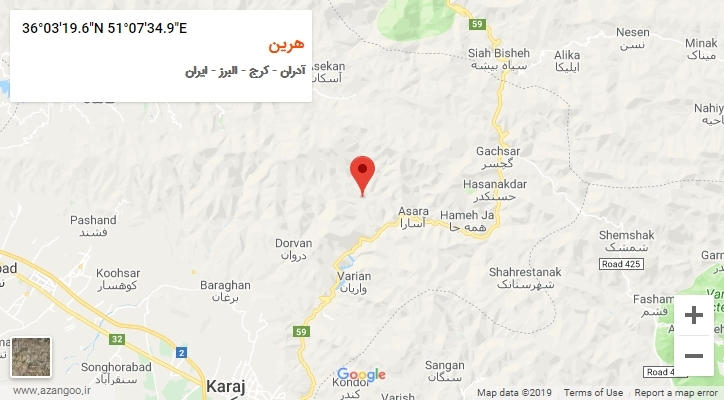 روستای هرین بر روی نقشه