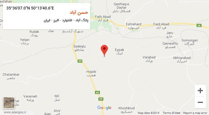 روستای حسن آباد بر روی نقشه