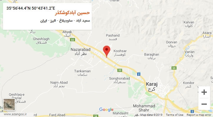 روستای حسین آبادکوشکذر بر روی نقشه