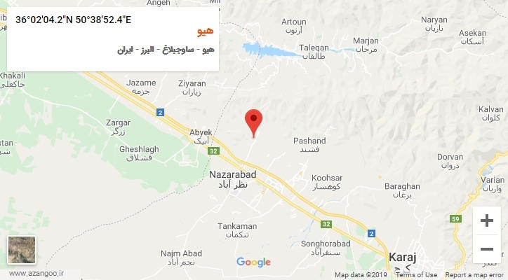 روستای هیو بر روی نقشه