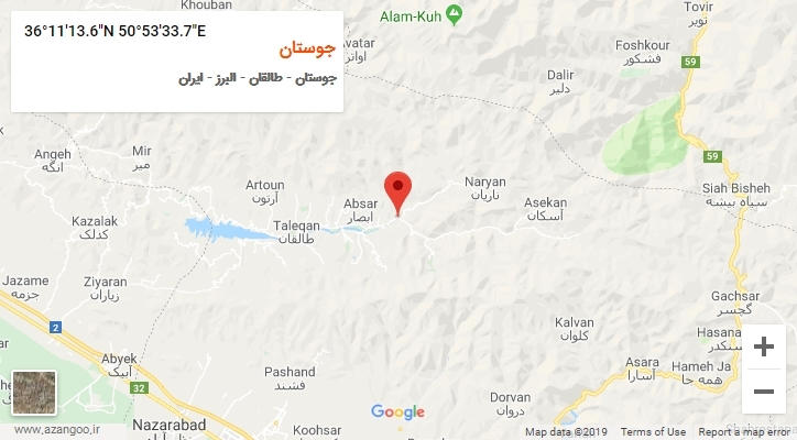 روستای جوستان بر روی نقشه