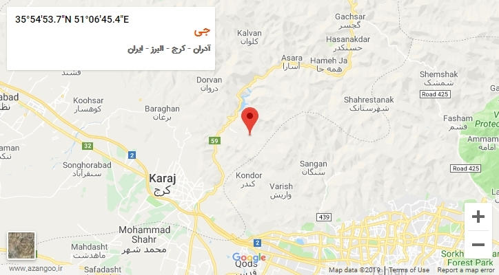 روستای جی بر روی نقشه