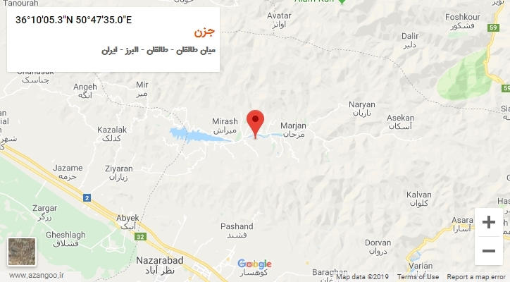 روستای جزن بر روی نقشه