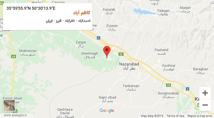 روستای کاظم آباد بر روی نقشه