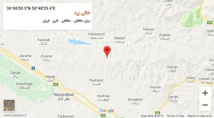 روستای خالی زرد بر روی نقشه