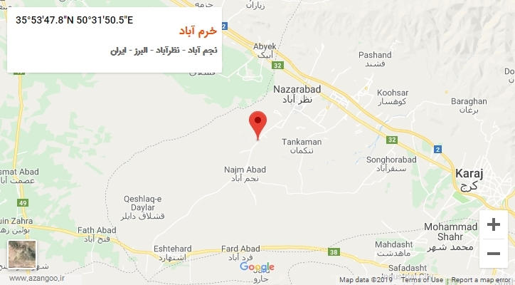 روستای خرم آباد بر روی نقشه