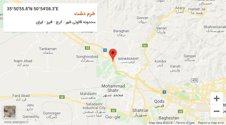 روستای خرم دشت بر روی نقشه