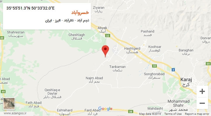 روستای خسروآباد بر روی نقشه