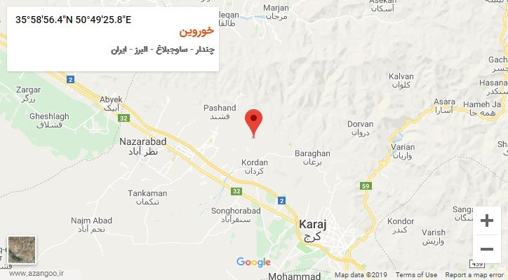 روستای خوروین بر روی نقشه