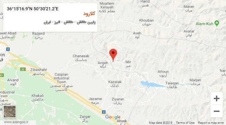 روستای کلارود بر روی نقشه