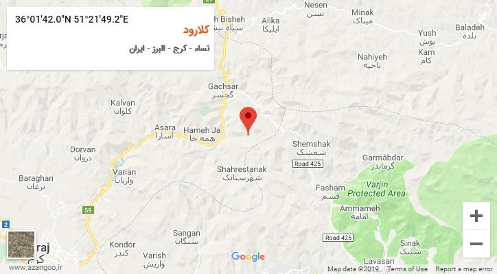روستای کلارود بر روی نقشه