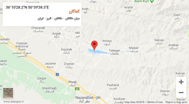 روستای کماکان بر روی نقشه