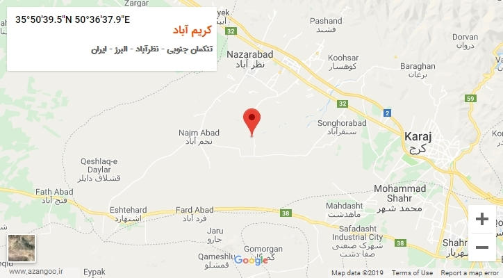 روستای کریم آباد بر روی نقشه
