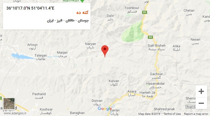 روستای کته ده بر روی نقشه
