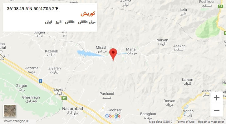 روستای کوریش بر روی نقشه
