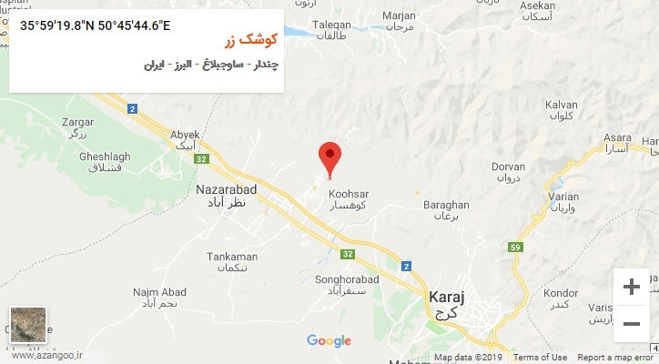 روستای کوشک زر بر روی نقشه