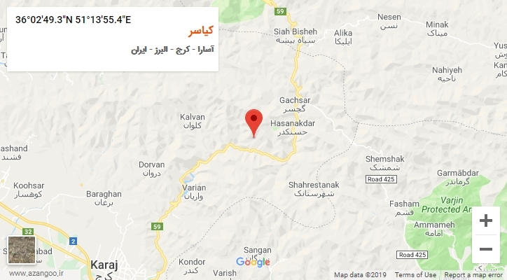 روستای کیاسر بر روی نقشه