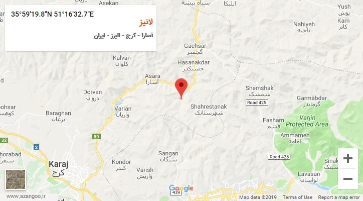 روستای لانیز بر روی نقشه