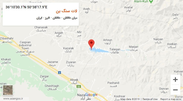 روستای لات سنگ بن بر روی نقشه