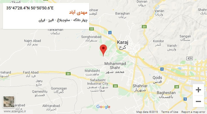 روستای مهدی آباد بر روی نقشه