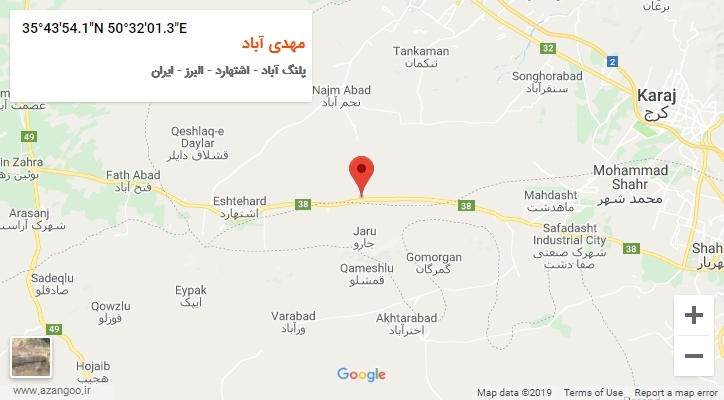 روستای مهدی آباد بر روی نقشه