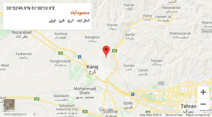 روستای محمودآباد بر روی نقشه