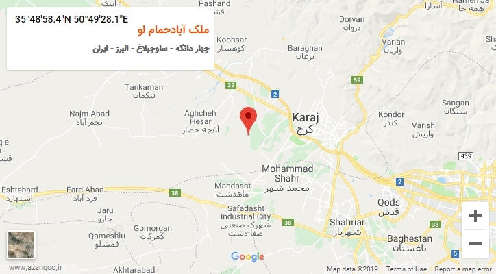 روستای ملک آبادحمام لو بر روی نقشه