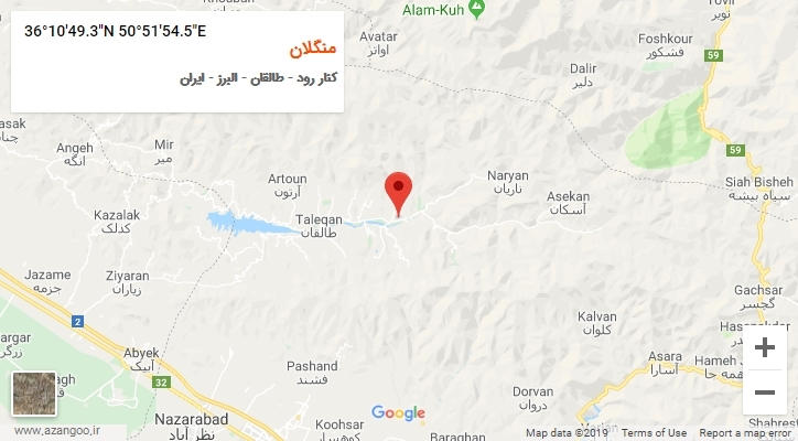 روستای منگلان بر روی نقشه