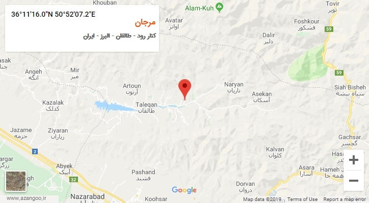 روستای مرجان بر روی نقشه