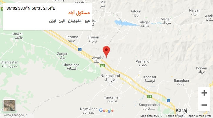 روستای مسکول آباد بر روی نقشه