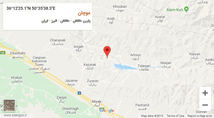روستای موچان بر روی نقشه