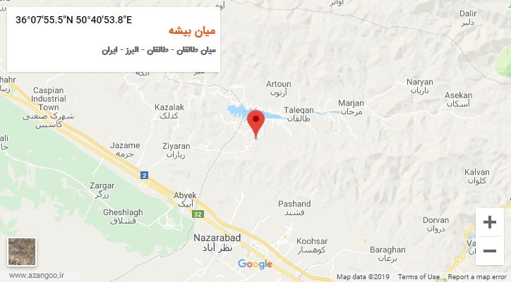 روستای میان بیشه بر روی نقشه