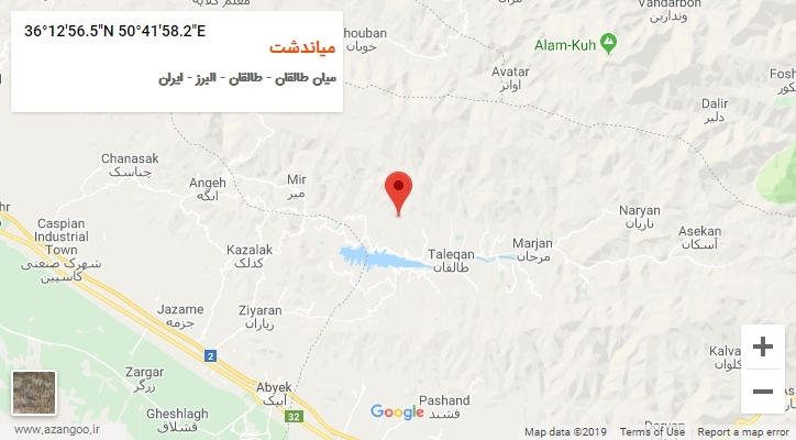 روستای میاندشت بر روی نقشه