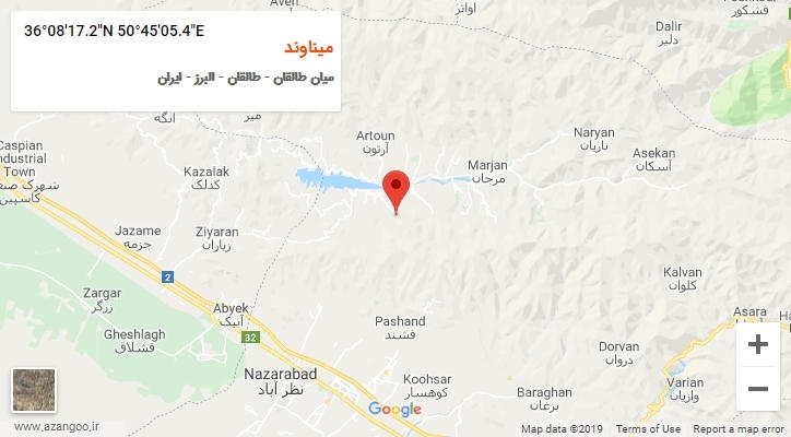 روستای میناوند بر روی نقشه