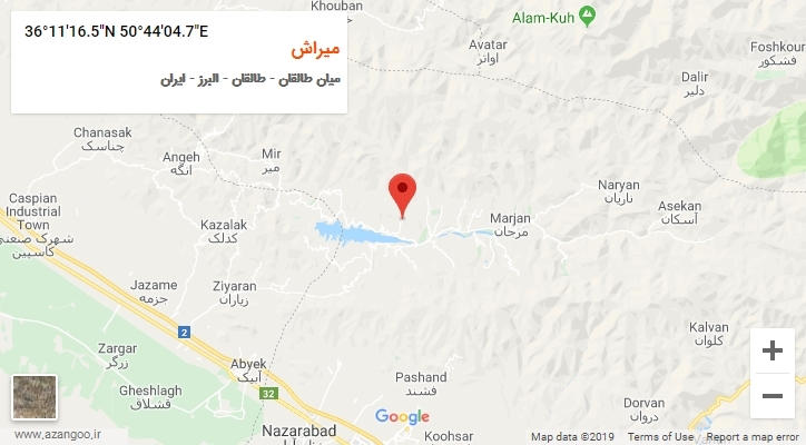 روستای میراش بر روی نقشه