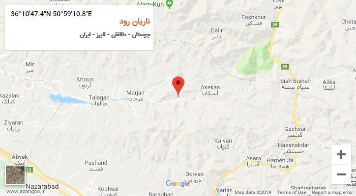 روستای ناریان رود بر روی نقشه