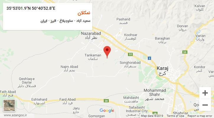 روستای نمکلان بر روی نقشه