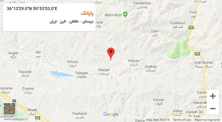 روستای پاپانک بر روی نقشه