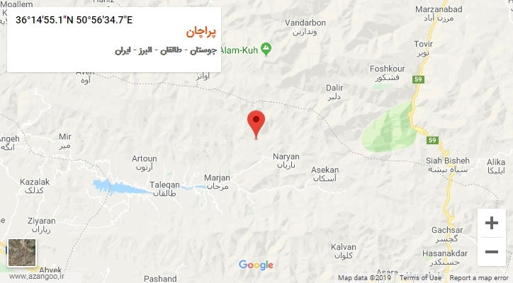 روستای پراچان بر روی نقشه