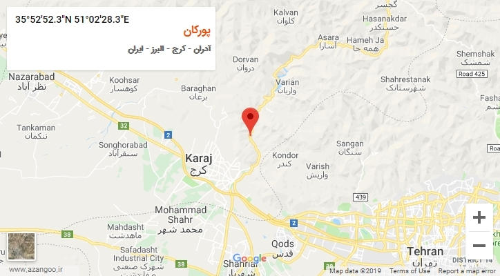 روستای پورکان بر روی نقشه