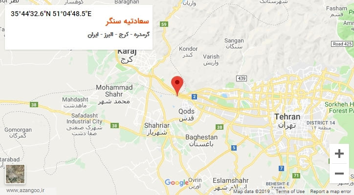 روستای سعادتیه سنگر بر روی نقشه