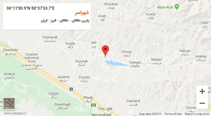 روستای شهراسر بر روی نقشه