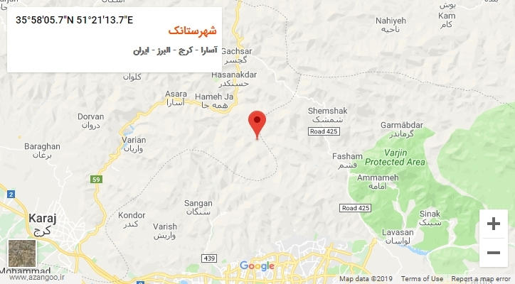 روستای شهرستانک بر روی نقشه