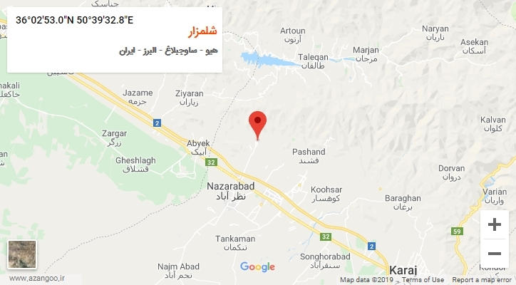 روستای شلمزار بر روی نقشه