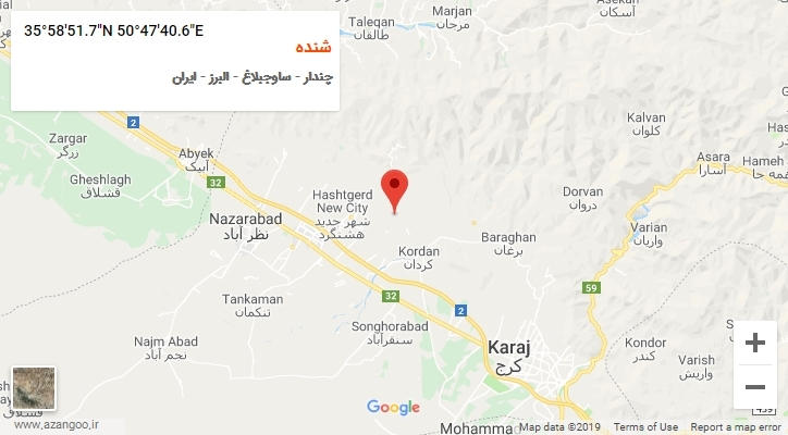 روستای شنده بر روی نقشه