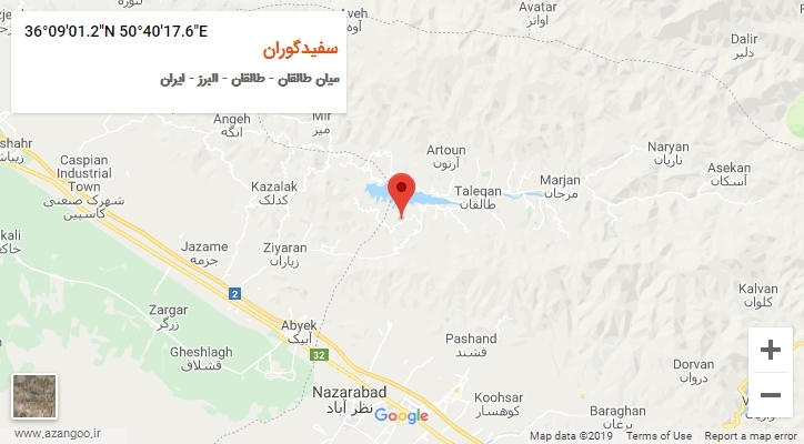 روستای سفیدگوران بر روی نقشه