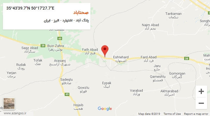 روستای صحتاباد بر روی نقشه