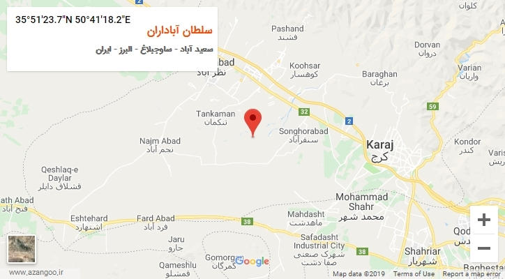 روستای سلطان آباداران بر روی نقشه