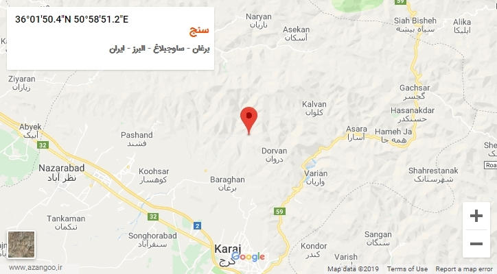 روستای سنج بر روی نقشه