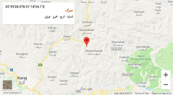روستای سرک بر روی نقشه